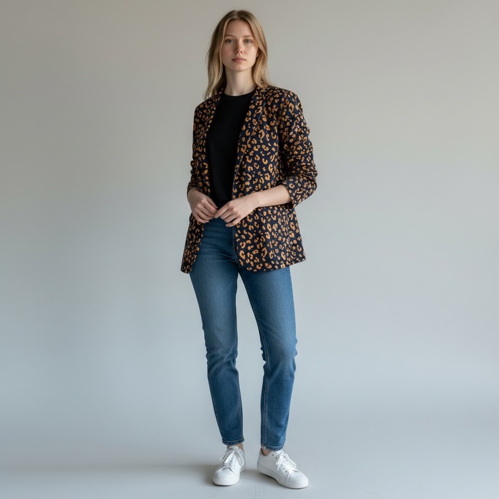 Bobeau Cheetah Print Blazer Size Medium
